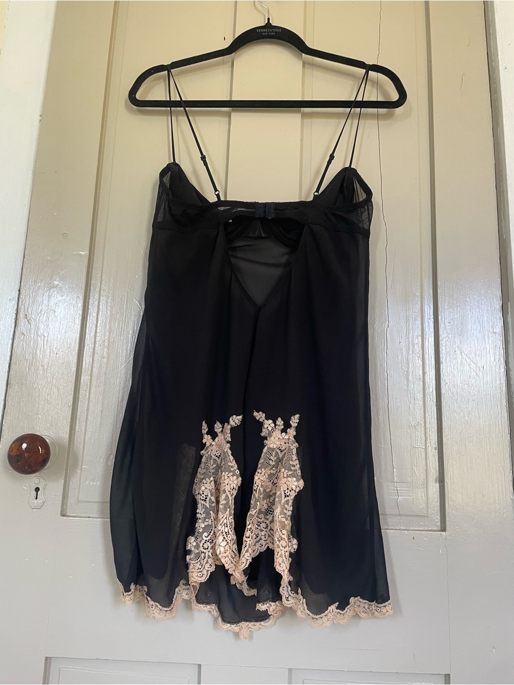 Victoria's Secret Vintage Black Chemise Slip Cream Lace Silk Sexy Adjustable - Picture 7 of 10